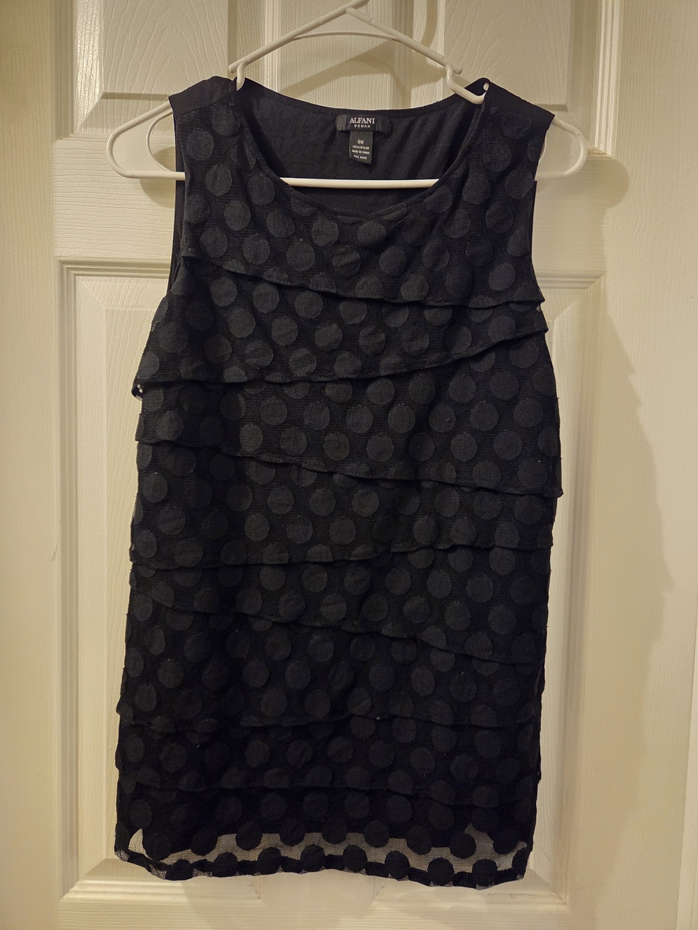 Alfani Black Polka Dot Tiered Sleeveless Top